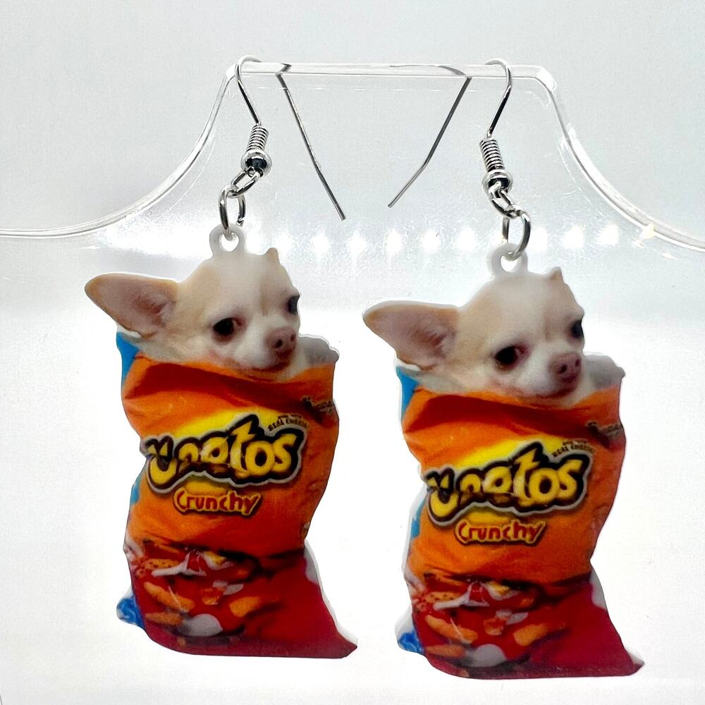 Chihuahua Cheeto Earrings - Chip Earrings - Dog Earrings - Funny Earrings